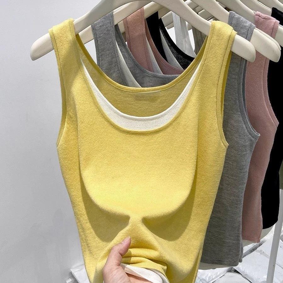Modal Two-Piece Loose Camisole Vest for Women - Plus Size, Slimming, Versatile Sleeveless Top.