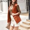 BITCED Sleeveless PU Leather Waistcoat Loose Fit Plus Size Women's Vest Cardigan Short Jacket