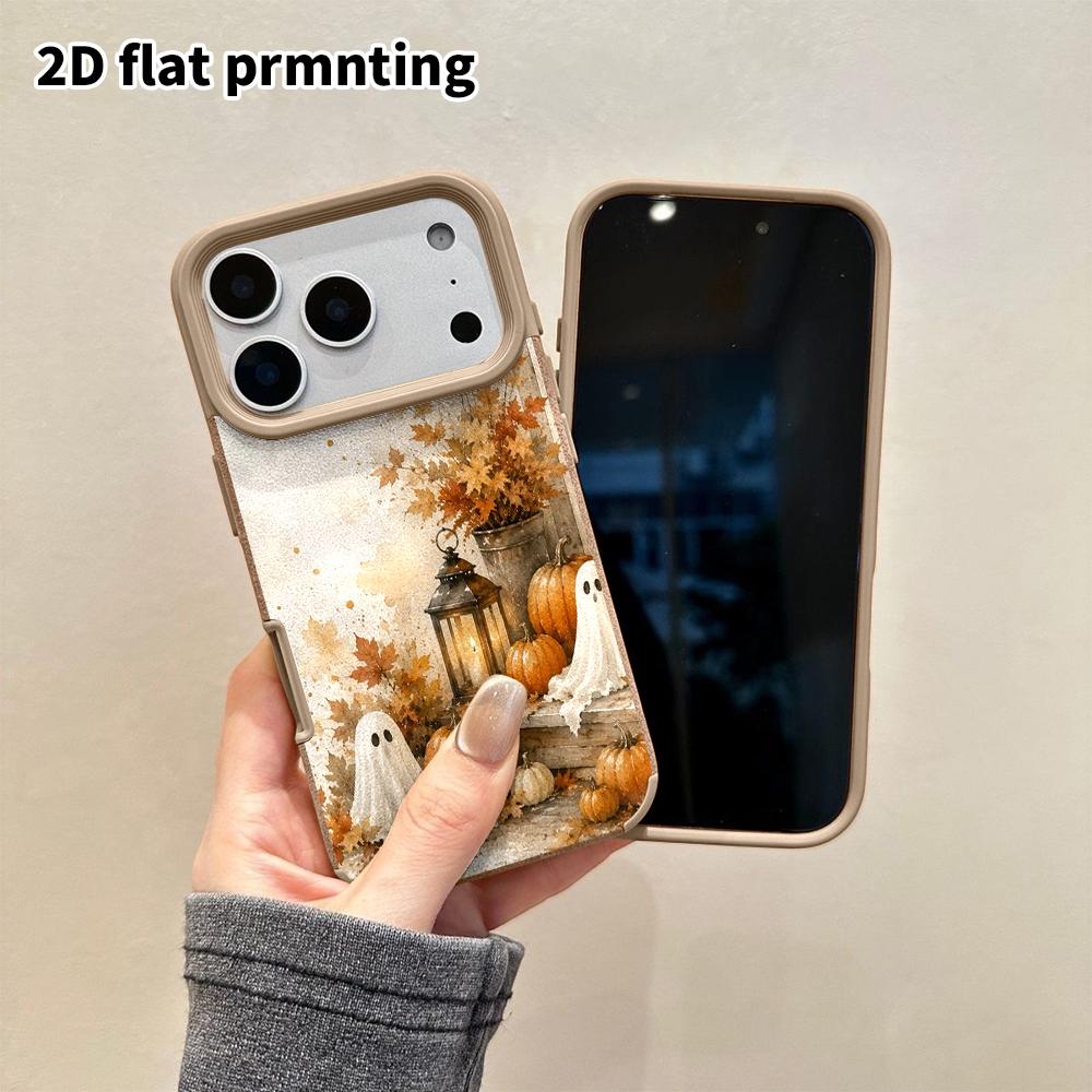 Phone Case: 2D Flat Lambskin Suitable for iPhone 18, 17, 16, 15, 14, 13 Pro Protective Cases, Autumn Porch, Christmas and Halloween Gifts