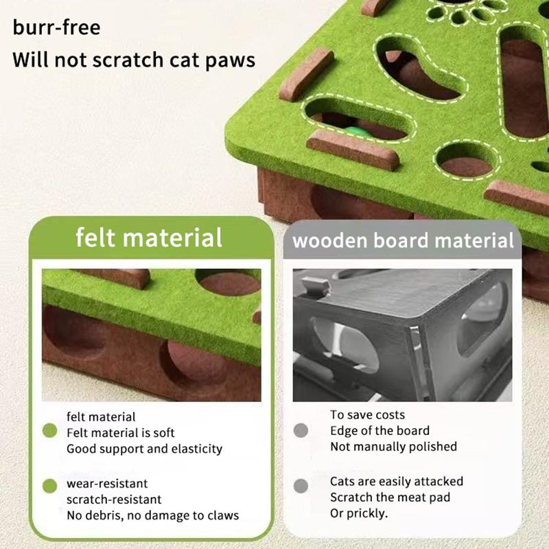 1 Stück Katzenspielzeug Filz-Puzzlebox Katzensportspielzeug mit Ball Indoor-Sport Unterhaltung Jagd-Katzenspielzeug für Wohnungskatzen