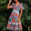 Women's Summer Dress Loose Beach Vacation Casual Deep V Neck Vest Dress Elegant Shirt Dress