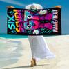 1PC Custom Name Futuristic Robot Beach Towel Highly Absorbent And Sand-Resistant Towel for Swimming, Pool, Yoga, And Travel Lightweight
