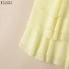 ZANZEA Women Casual Round Neck Loose Sleeveless Ruffles Blouse