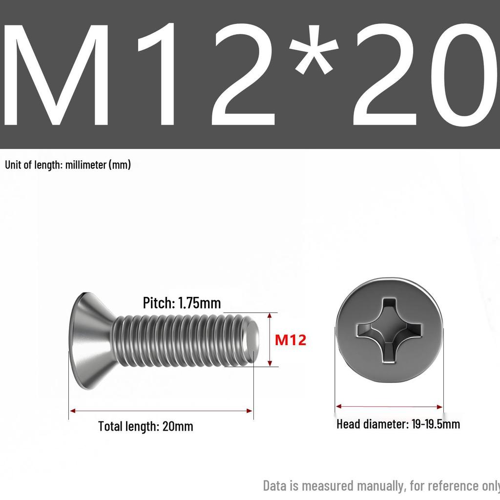 201 Stainless Steel Countersunk Phillips Head Screw: Flat Head Bolt M2-M8