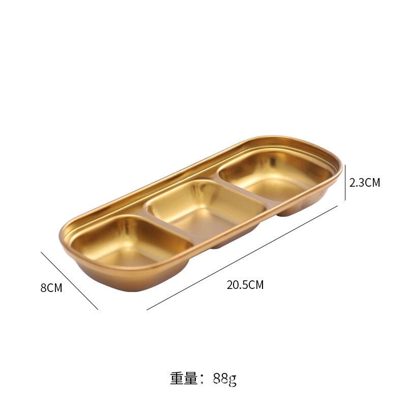 Stainless Steel Seasoning Dish Korean Metal Barbecue Sauce Dipping Dish Plate Kitchen Accessory