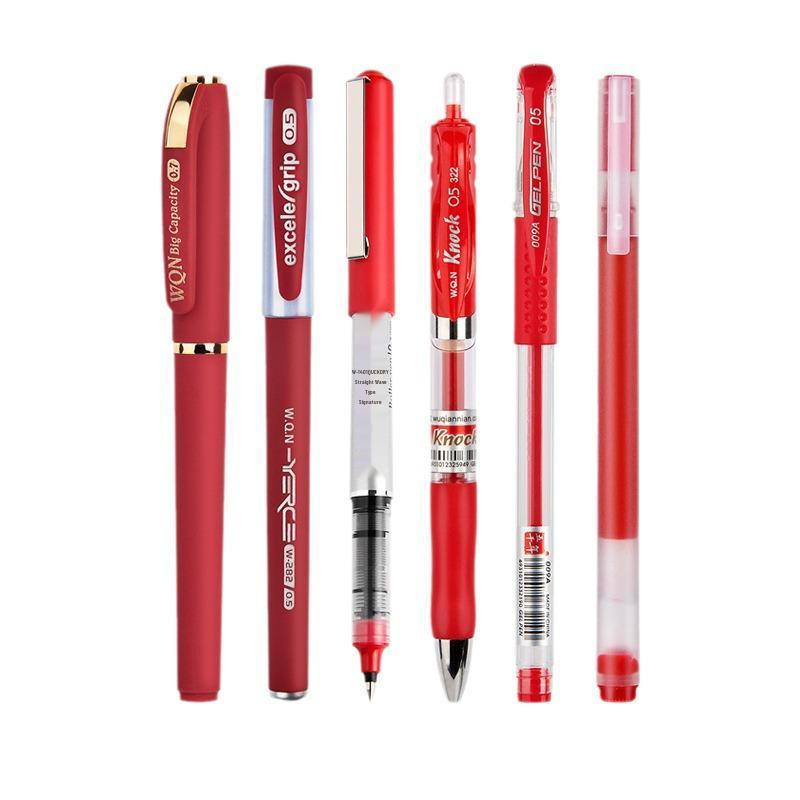 Five Thousand Years 0.7mm Red Ballpoint & 0.5mm Gel Click Pen for Homework Grading