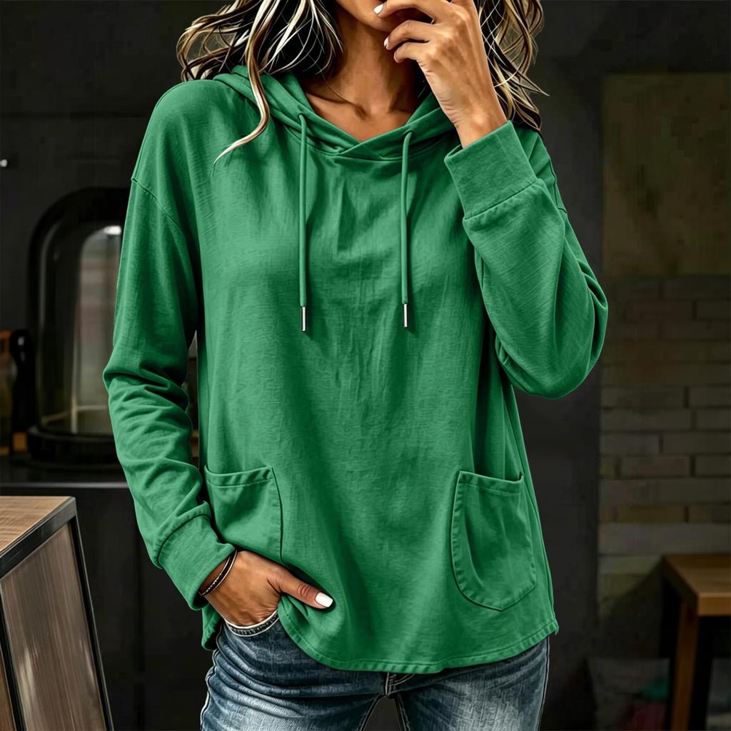 Women's Fashion Casual Hoodie Long Sleeve Loose Fit Color Pullover Sweatshirt for Everyday Wear