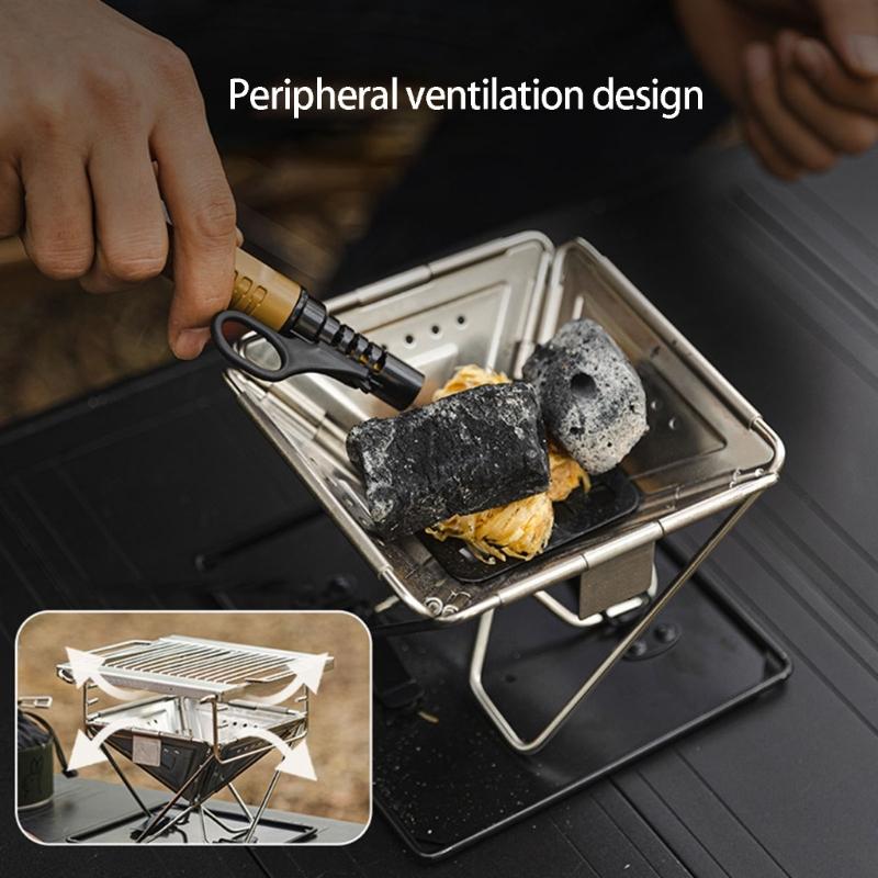Wind Resistant Outdoor Folding Stove Stable Cooking Performancex When Folded Efficient Combustion Various Setting