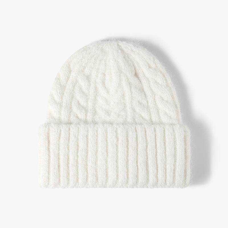 Japanese Winter Warm Simple Twist Woolen Cap Female Earflaps Slipover Male Beanie Student Hat