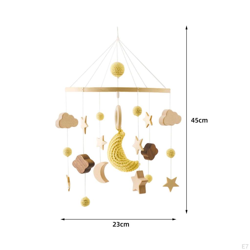 Adorable Baby Crib Mobile for Nursery Decor, Wooden Hanging Bed Bell Toy