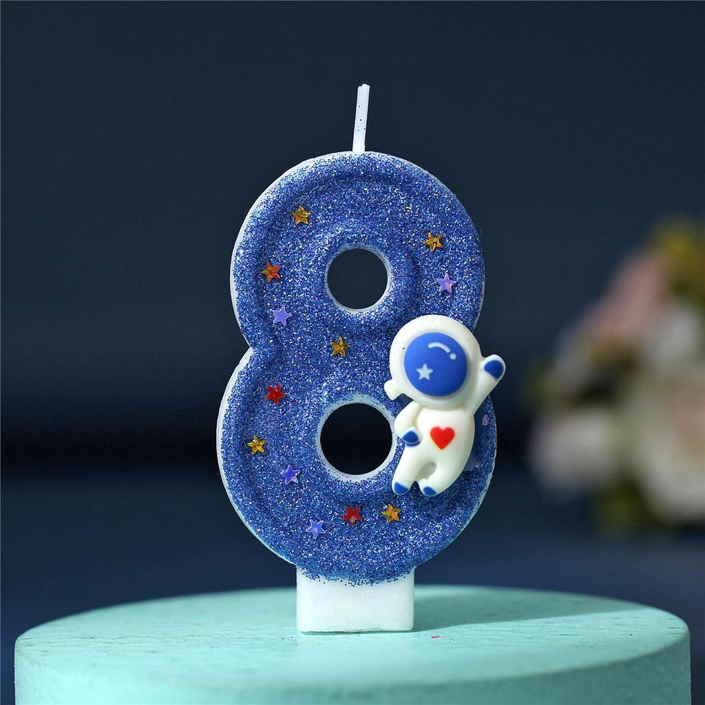 Luminous Astronaut Cake Toppers: Creative Digital Candle Decorations