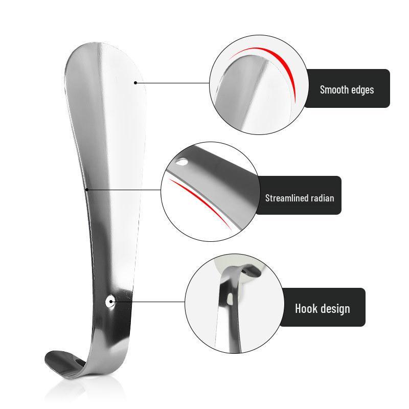 Stainless Steel Long Shoehorn with Whip Handle - No Bending Required