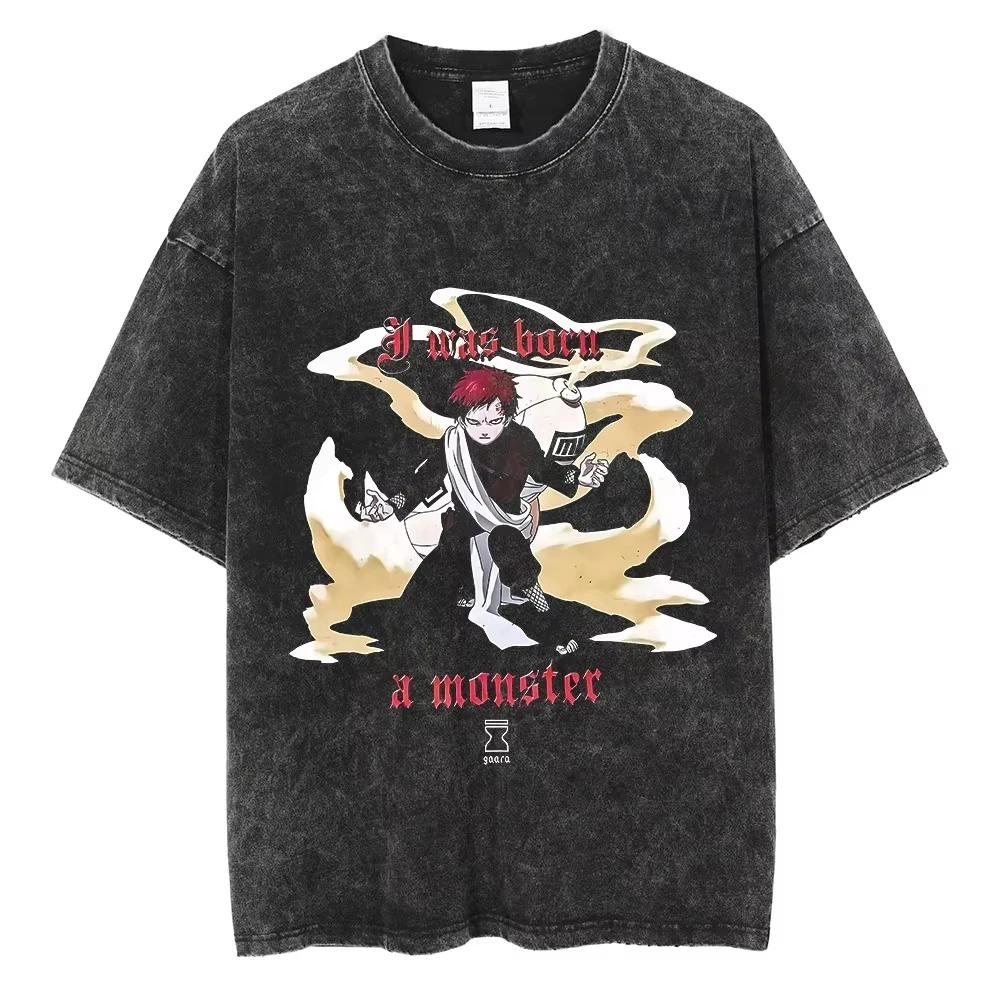 2026 Hip Hop Streetwear Japanese Anime Naruto Print T Shirt Vintage Black T-Shirt Harajuku Cotton Casual Tops Men Women Short Sleeve Tshirt
