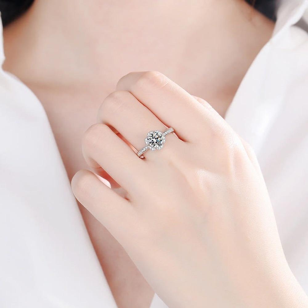 Lindon Classic Silver Plated Zircon Ring Ladies Jewelry Wedding Promise Party Gift