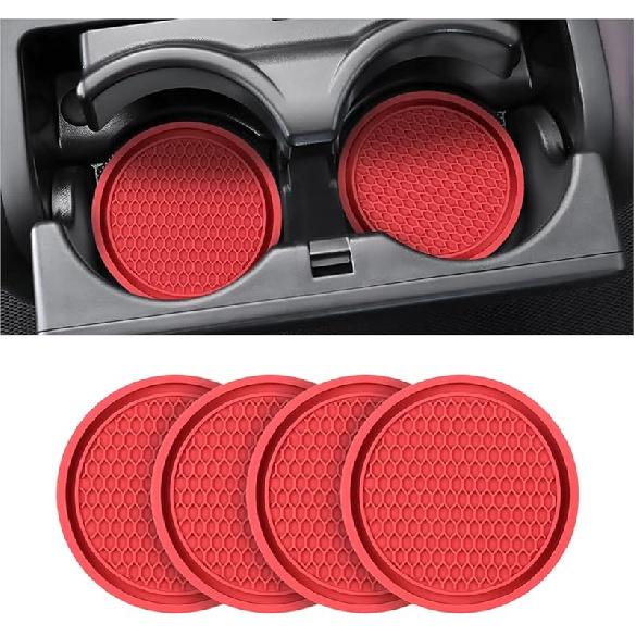 4 Pack Car Cup Holder Coaster, 2.75 Inch Diameter Non-Slip Universal Ert Coaster, Durable, Suitable For Most Car Interior, Car Accessory For Women