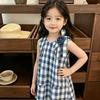 Girls Summer Plaid Sleeveless Vest Dress Baby Fashion Casual Sundress