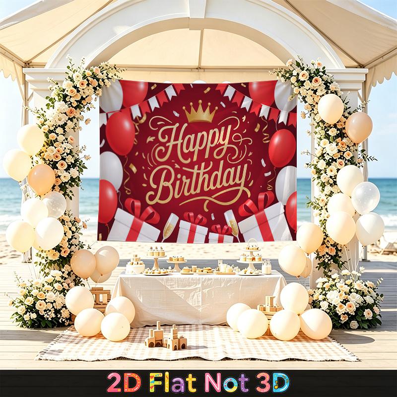Party Backdrop Happy Birthday Birthday Red Photo Booth Background Front Door Decor