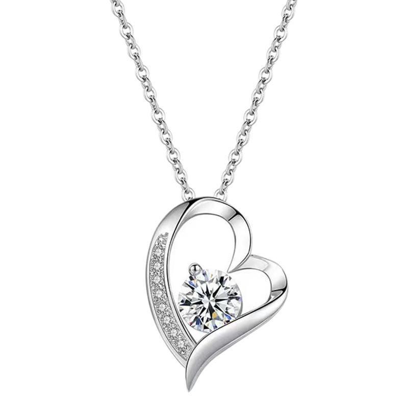 Sterling Heart Pendant Necklace Women Minimalist Clavicle Chain Gift Mom Daughter