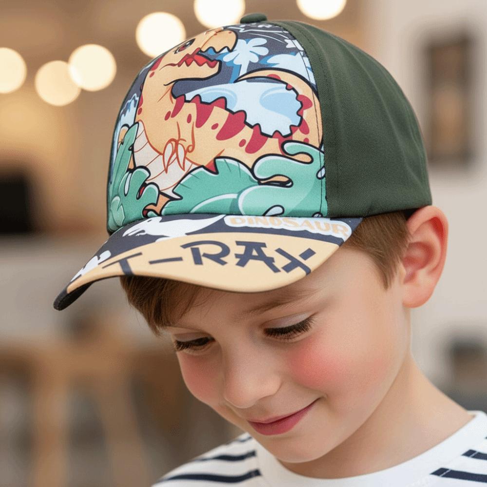 Breathable Cartoon Print Cap Cotton Child Sun Hat Fashion Kids Dinosaur Baseball Cap Gifts