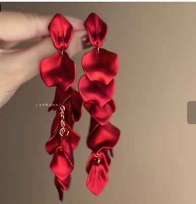 Long Dangle Earrings Fabric Petal Design Lightweight Statement Jewelry for Women and Girls Suitable for Various Occasions