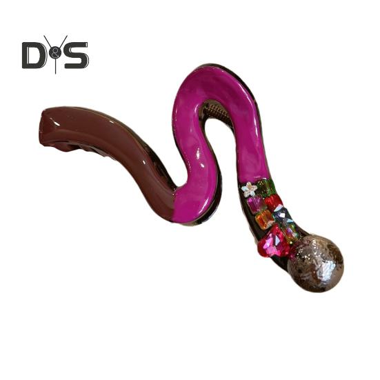 

Женская заколка для волос с закрученным дизайном, цветные стразы, инкрустированные заколки для волос, противоскользящие зубцы, задняя головка для душа, заколка для волос фиолетовый