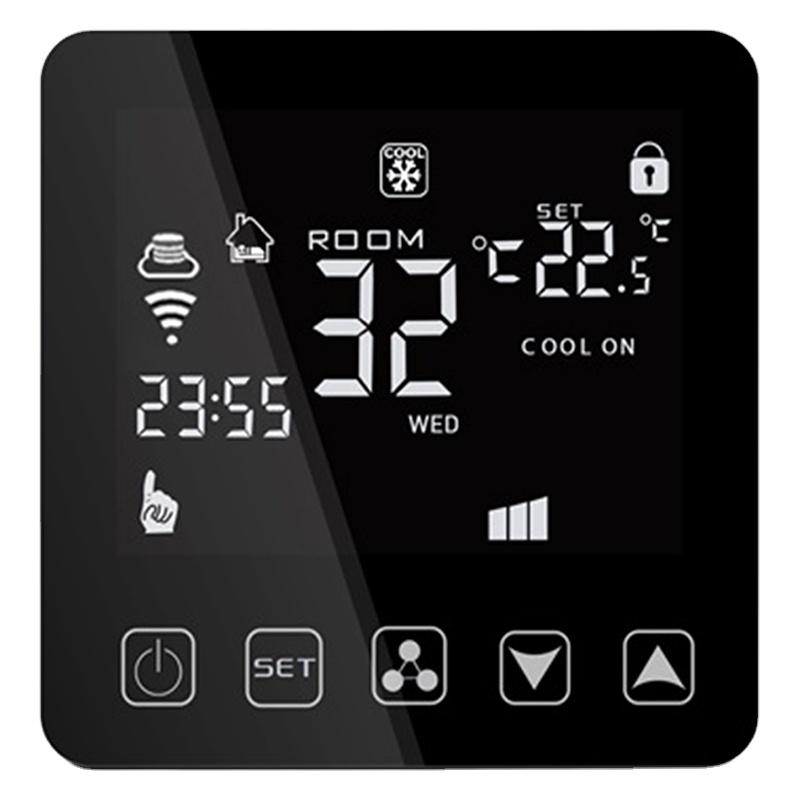 Latest HY08AC-2 Fan Coil Central Air Conditioners Thermostat HVAC Touch Smart Thermostat WIFI Tuya Home Thermostat чёрный