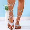 Fashion Women's Sandals 2025 Summer Braided Flats Casual Sandals Cross Lace Up Women's Roman Sandals Sandalias De Mujer Women Shoes