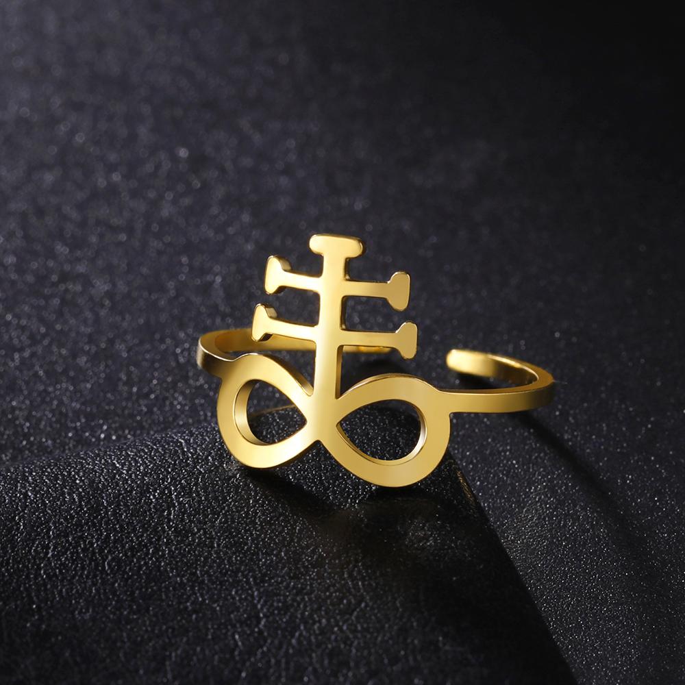 Dawapara Vintage Leviathan Cross Adjustable Ring Stainless Steel Unisex Rings Protection Symbol Gothic Jewelry Anniversary Gift