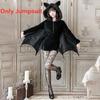 Halloween Black Vampire Bat Cosplay Costume Woman Black Evil Horror Hooded Vampire Bat Sleeve Jumpsuit Cosplay Halloween Costumes Cos