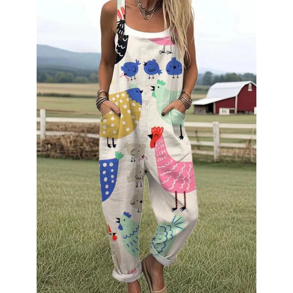 VIONA Damen Ärmelloser Jumpsuit Sommer Boho Floral Weites Bein Lange Hose Strampler Damen Träger Große Größen Freizeit Locker Latzhose