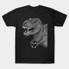 Men Black Print T-shirt Dino Love No-Cut Transfer Paper Print Cotton Tshirt