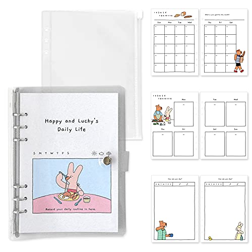 Набор дневников Monolike A5  Счастливый и удачливый  - Время обеда - Включает годовой, месячный и еженедельный планы, ежедневник и иллюстрированный дневник.