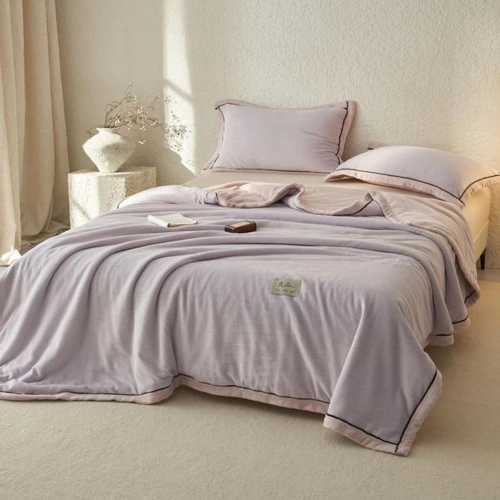 

Зимнее вафельное одеяло из молочного флиса утолщенное офисное для сна диванное одеяло шаль одеяло коралловое постельное белье на молнии многофункциональное only 2pcs pillowcase