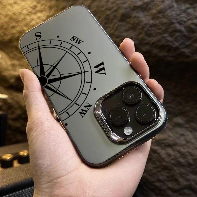 Fashion Vintage Compass Phone Case for iPhone 16 16E 12 13 11 14 15 Pro Max X XS XR 7 8 Plus SE2022 Hard IMD Shockproof Cover