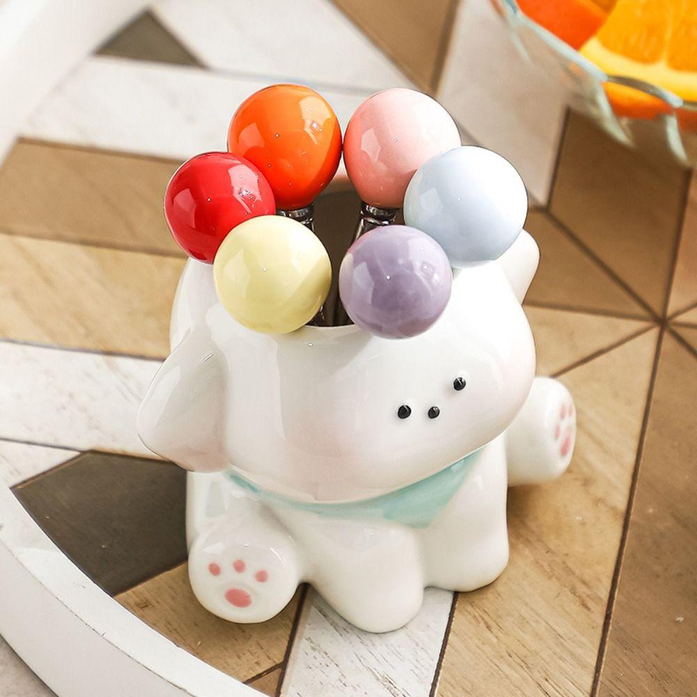 Storage Jar Dog Fruit Fork Set Cute Candy Fork Home Decoration Food Picks  Home Dessert