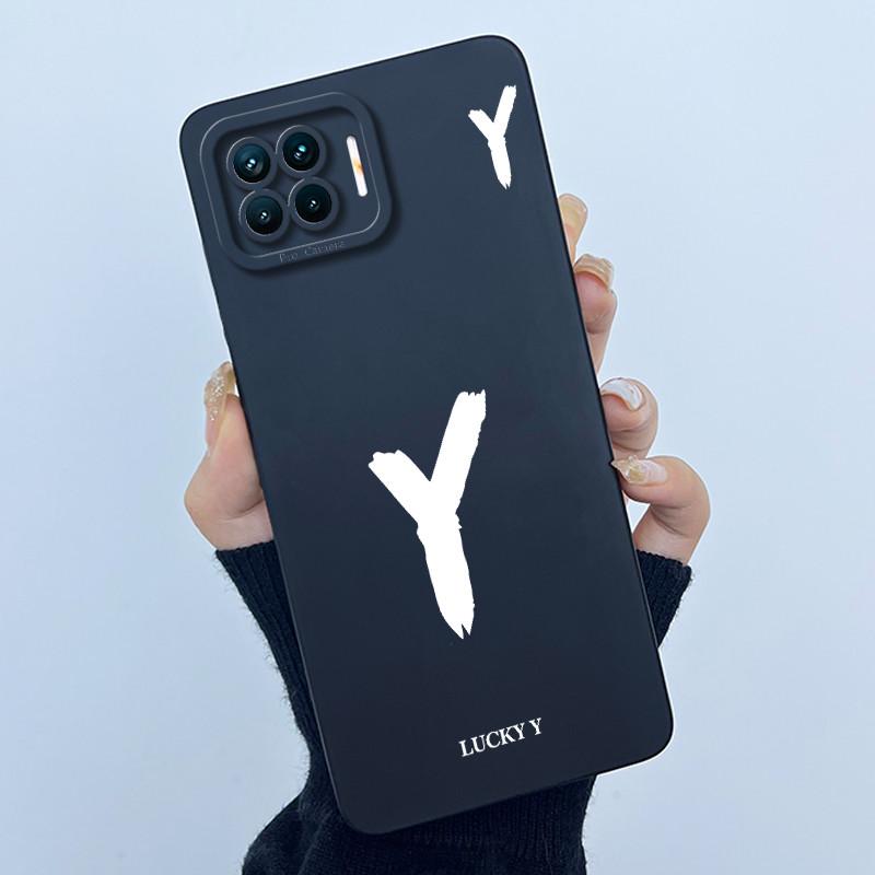 For OPPO F17 Oppo F17 Pro Case Oppo A73 A93 Reno 4F Back Cover TPU Silicon Lucky Initial Letter Couples Phone Bumper Soft Case