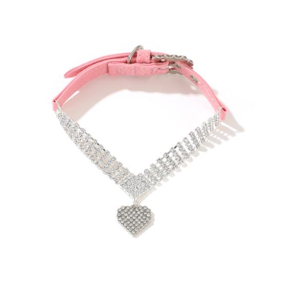 

Ожерелье для домашних животных с блестящей поверхностью и стразами, декоративное ожерелье для собак, украшения для кошек розовый