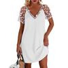 Women dress Solid Color Breathable Sexy Lace Floral Applique V Neck Dress Female Garment