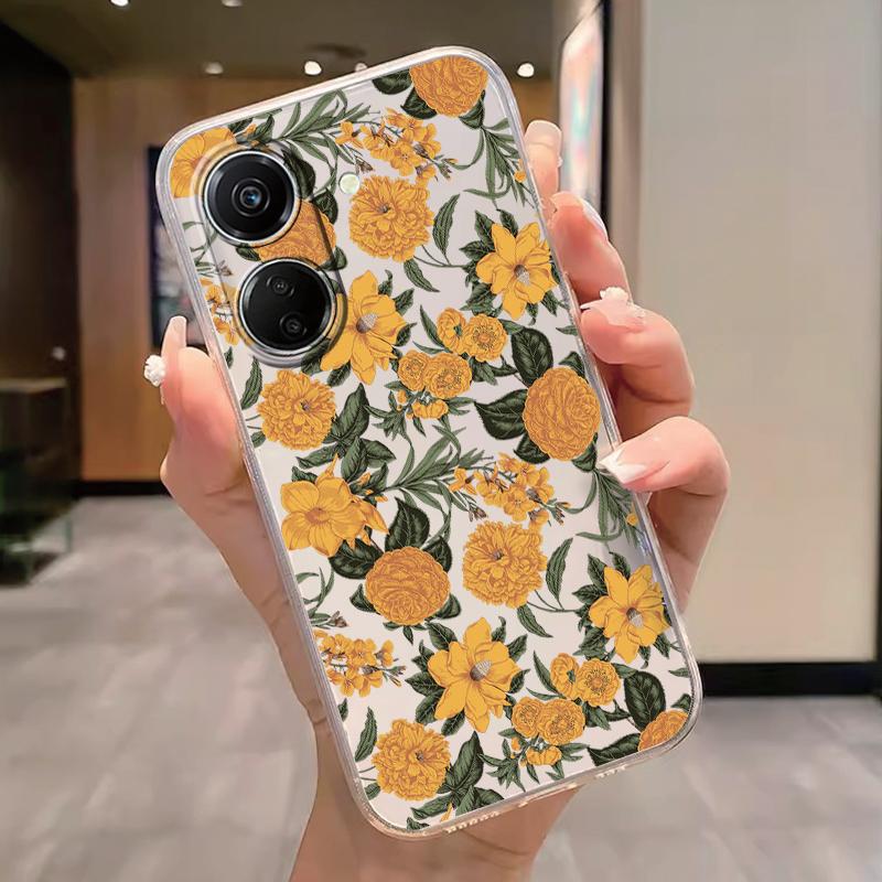 Transparent Phone Case For Poco C65 Redmi Note 15 Pro+ Plus 14C Cover Cartoon Flowers Soft TPU Shockproof Funda Bags Heart Clear