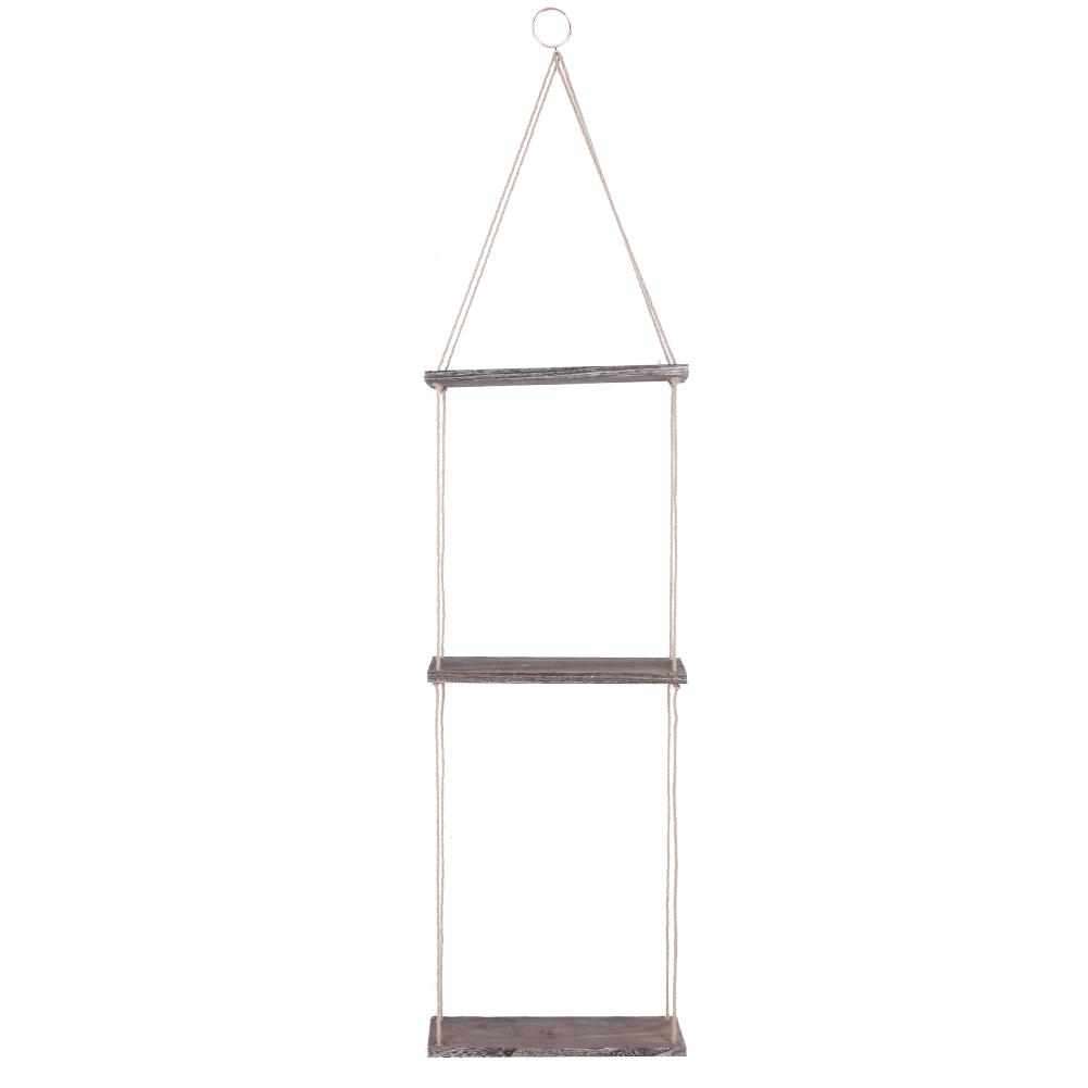 Courtyard Vintage Wood Wall Hanging Shelf Plant Flower Pot Shelf Rack Home Decor(Three Layer )