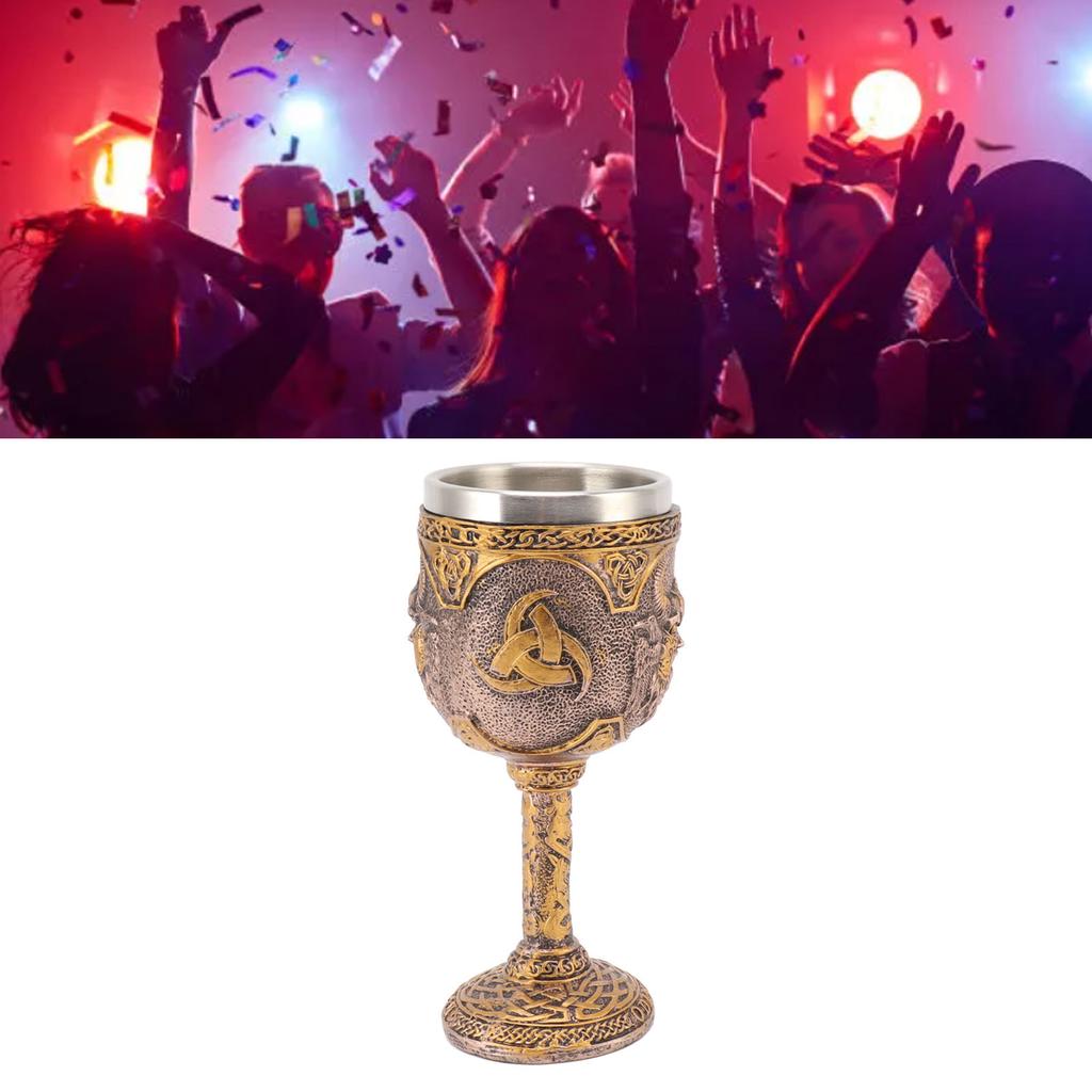 Nordic Viking Goblet Retro Resina Aço Inoxidável Copo de Cerveja para Coquetéis Uísque Vinho Tinto