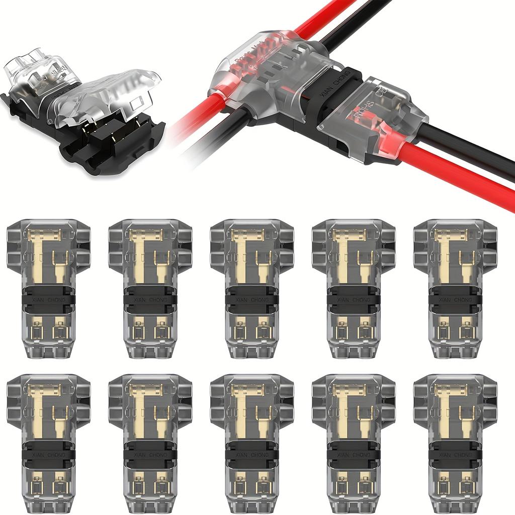 T1 T2 Wire Cable Quick-Connect Snap-In Terminals - No Welding/Peeling Automatic Plug Joints, Professional Electrical Accessories
