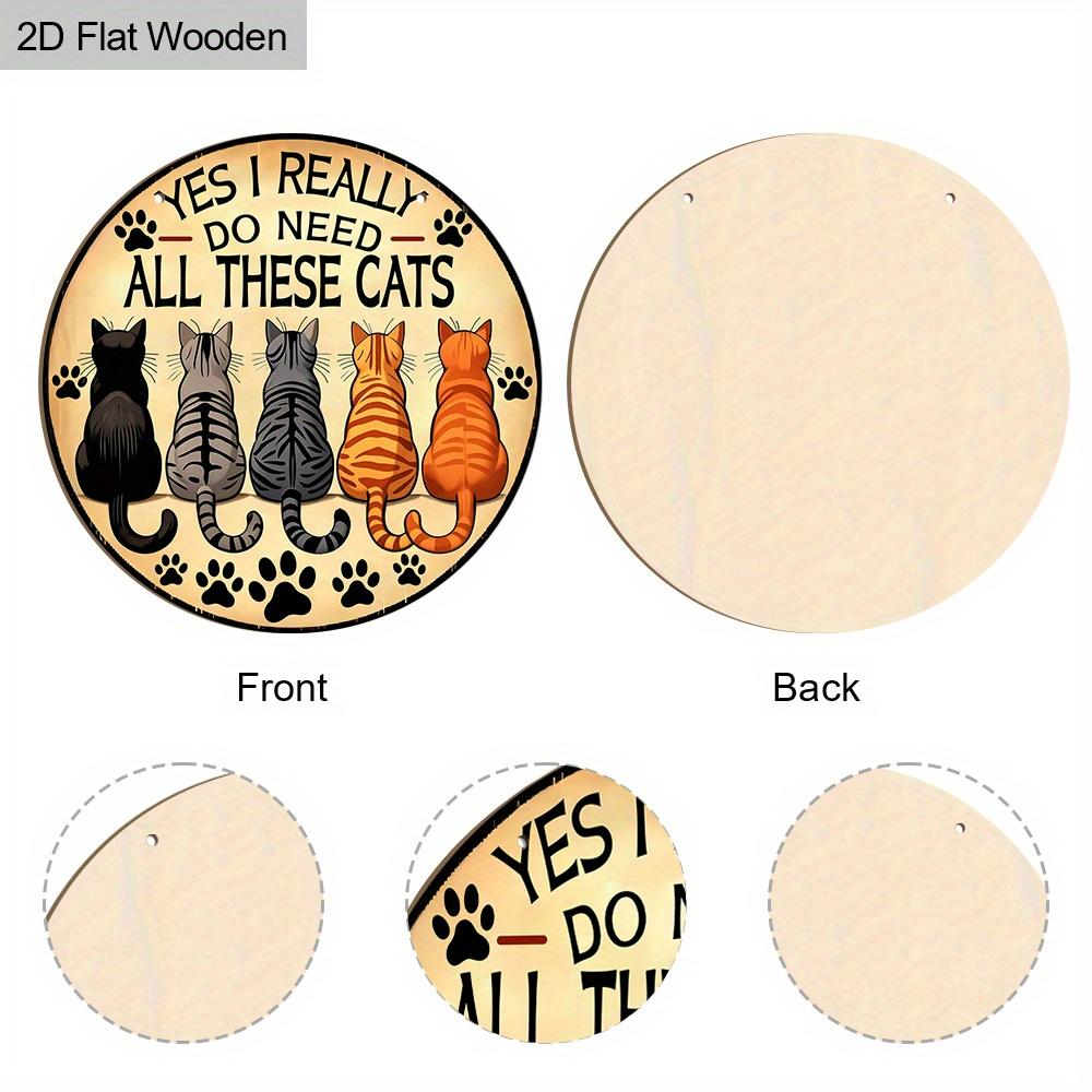 2D Flat Rustic Wooden Sign with Cat Theme, Charming Pet Decorative Plaque with Adorable Cat Pattern Design, Ideal for Front Door Decor