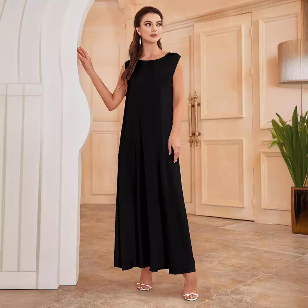 

Базовое простое платье Высококачественные платья-комбинации без рукавов Простая одежда XXL чёрный