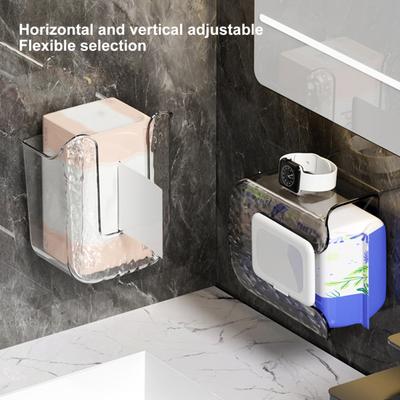 Kitchen Wipes Storage Box Transparent Wall-mounted Punch-free Bathroom Tissue Holder Wipes Dispenser Paper Storage Case Organizer