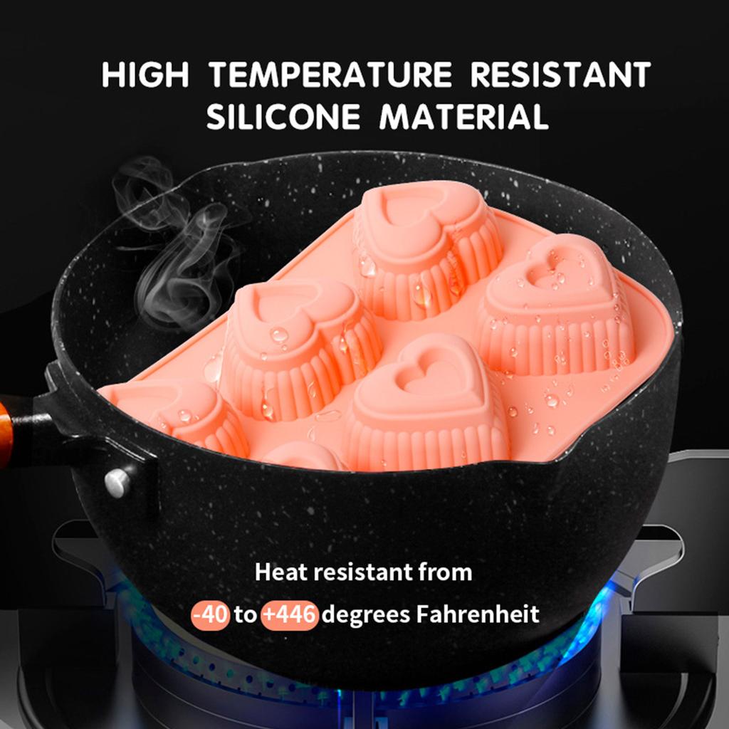 6-cavity Heart/Butterfly Shape Silicone Mold Fondant Mousse Cake Decorating Tool for Making Chocolate Candy Soap
