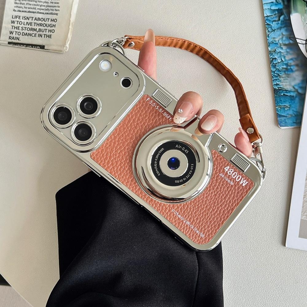 Creative 3D Camera Phone Case For iPhone 17 16 15 14 Plus 13 12 11 18 Pro Max Lens Protective Shockproof Cover with Lanyard