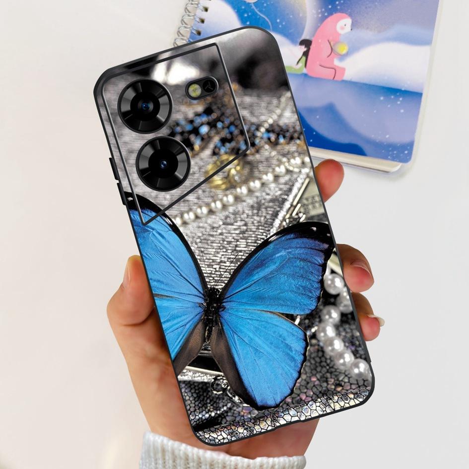 For Tecno Pova 5 2023 Case LH7n Fashion Butterly Flower Soft Silicone Phone Back Cover For Tecno Pova 5 4G Funda on Pova5 Bumper
