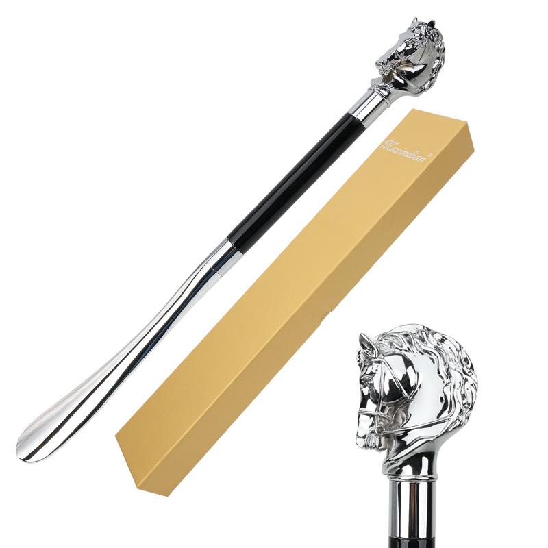 Maximilian Luxury Shoehorn with Metal and Wood Handle for Home or Hotel Use