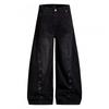 Womens Relaxed Wide Leg Denim Pants With Retro Button Detail Low Waist Straight Cut Trousers Casual Wear